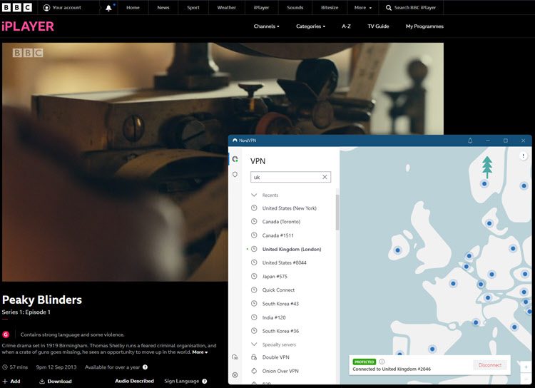 NordVPN BBC iPlayer test