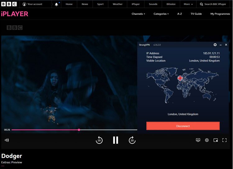 StrongVPN BBC iPlayer test